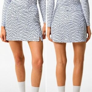 J. Lindeberg NEW Amelie White Black Bridge Swirl Logo Golf Mid Skirt SZ Large